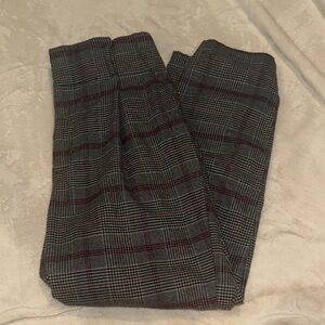 Hollister Gray Plaid Dress Pants with Maroon Windowpane